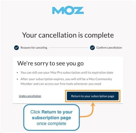 how to cancel moz subscription